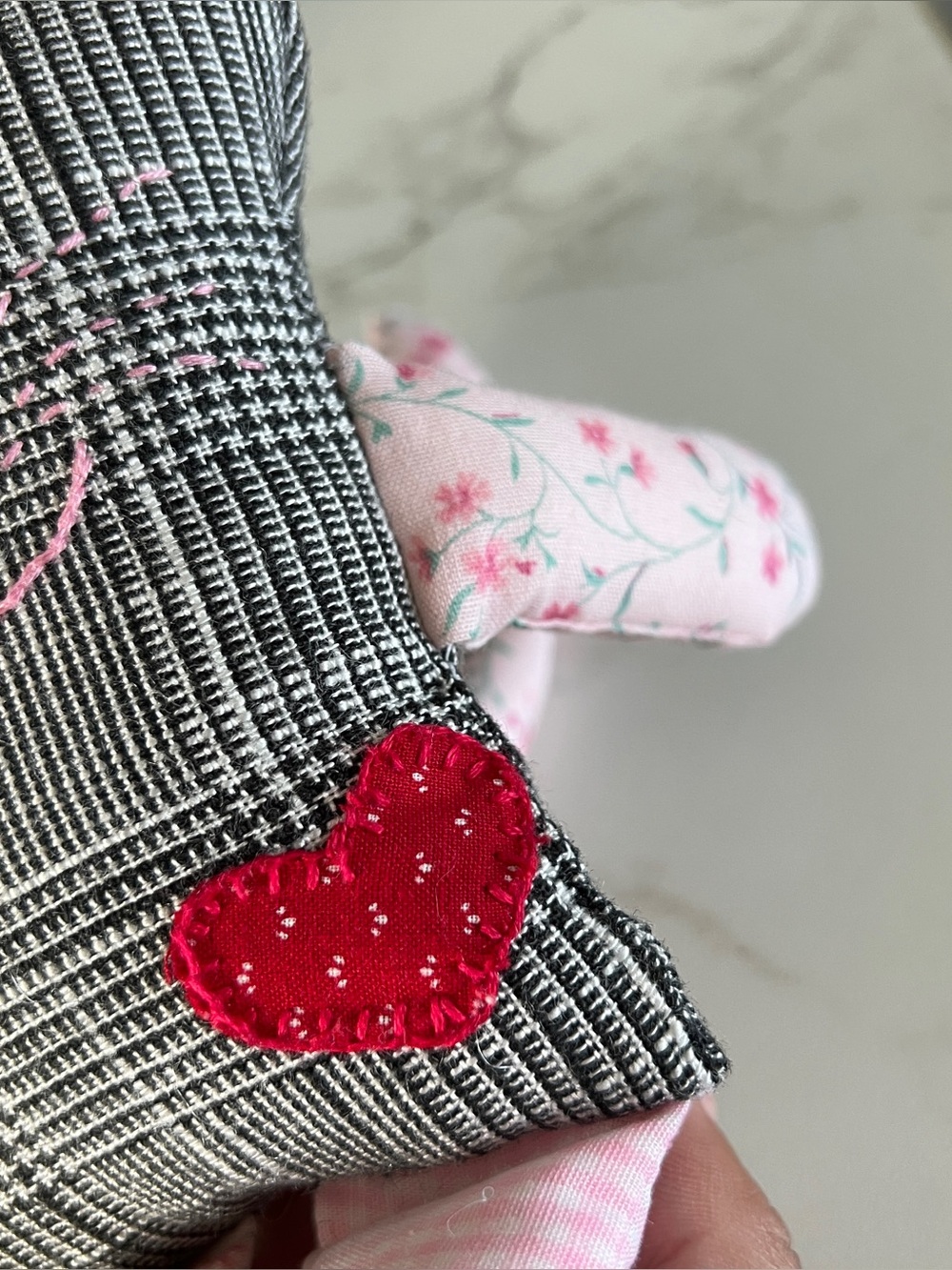 Handmade fabric scrap cat plush - Picture 3 of 7